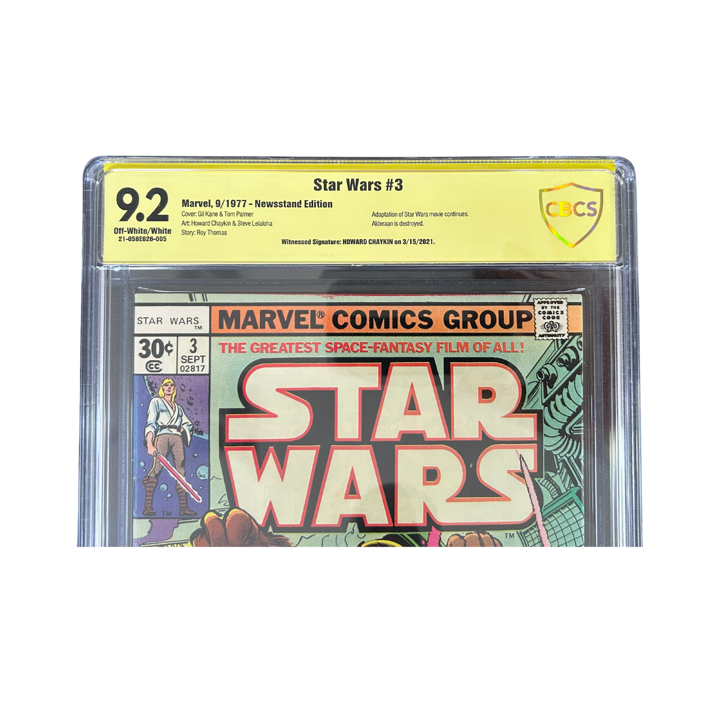 Star Wars #3 Marvel Comics 1977 Newstand edition CBCS 9.2 grade signed by Howard Chaykin